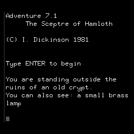 Adventure running on the Microtan emulator