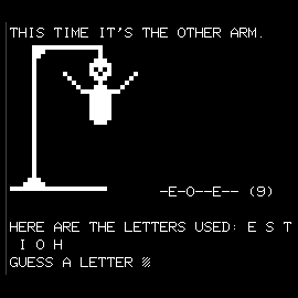 Hangman running on the Microtan emulator